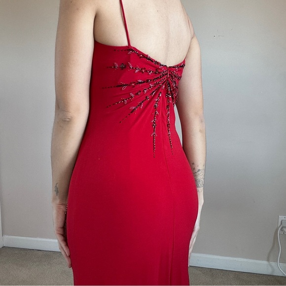 Jessica Red Embellished Prom Midi Dress - Picture 6 of 7